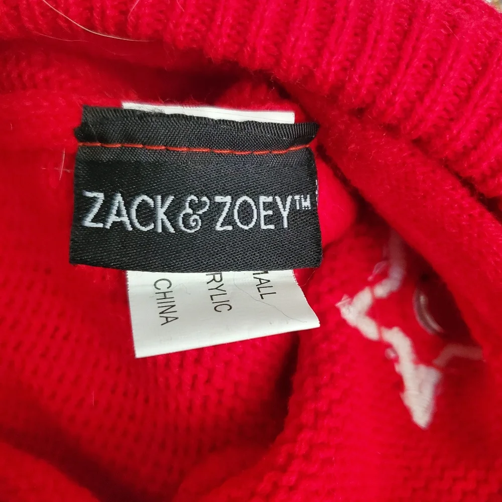 Zack & Zoey RED Holiday Star Dog Sweater Sequins Star Sequins‎ Size SMALL